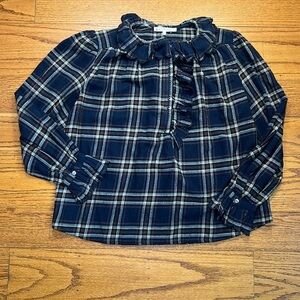 Gerard Darel Blue Coastal Cow Girl Flannel Long Sleeve Button Up Blouse